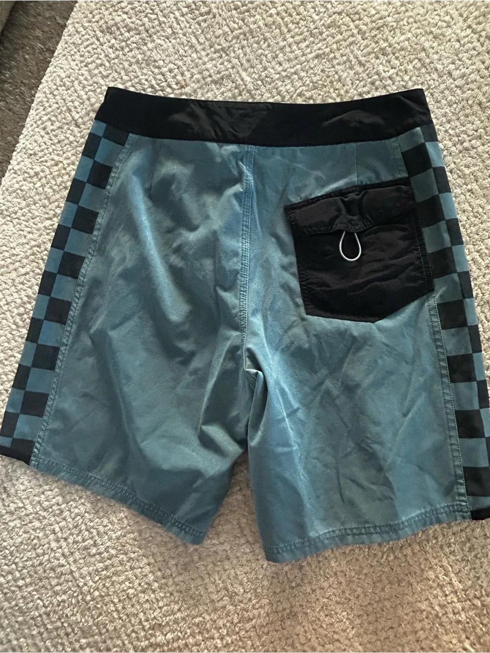 Quiksilver Slate Blue Boardshorts with Black Checker Panels